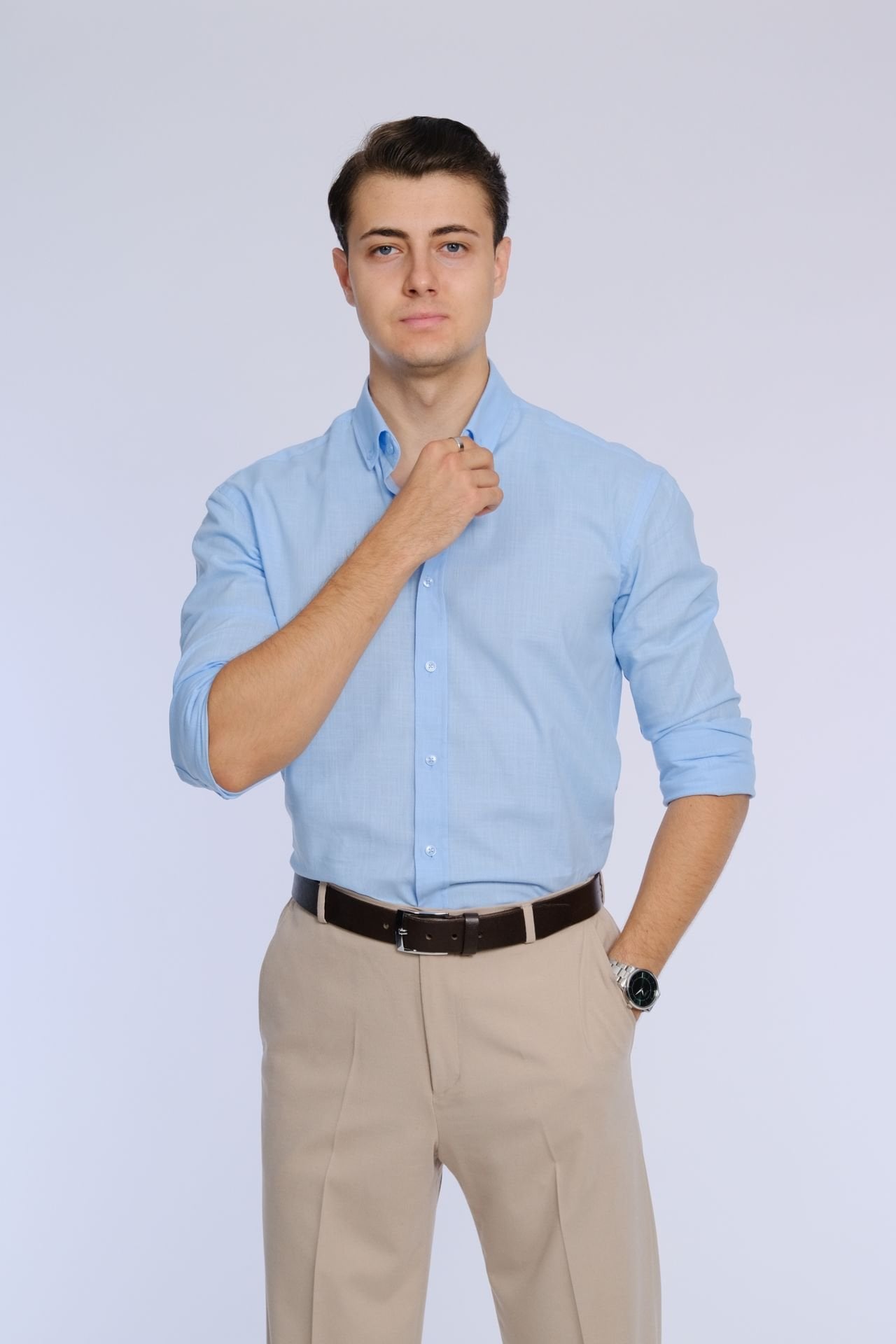 Açık Mavi Gömlek Klasik yaka