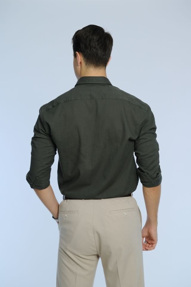 Haki Gömlek Klasik Yaka