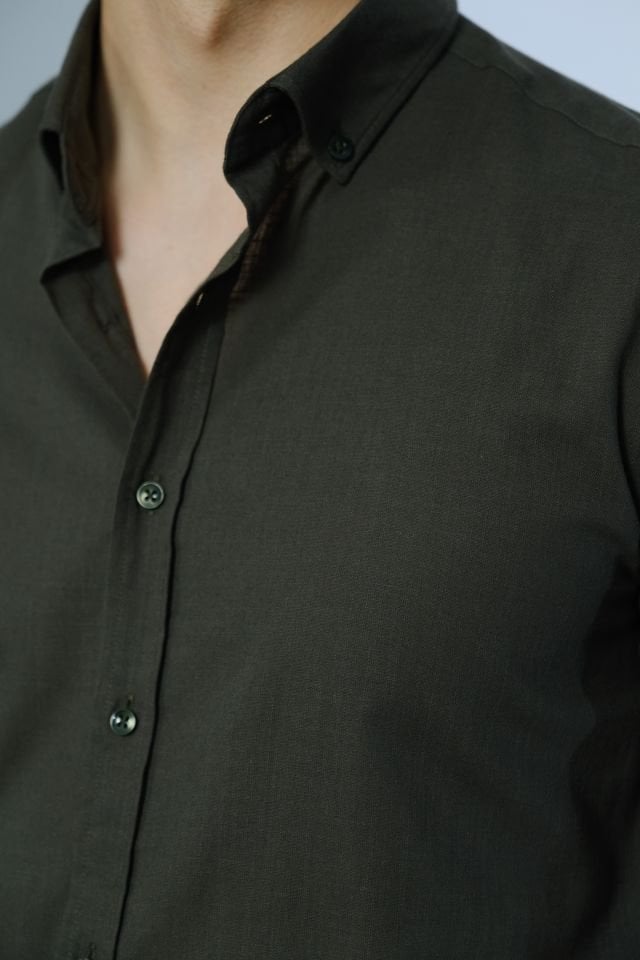 Haki Gömlek Klasik Yaka