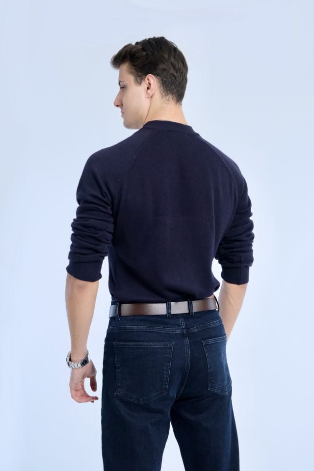 Çeyrek Boğazlı Lacivert Triko