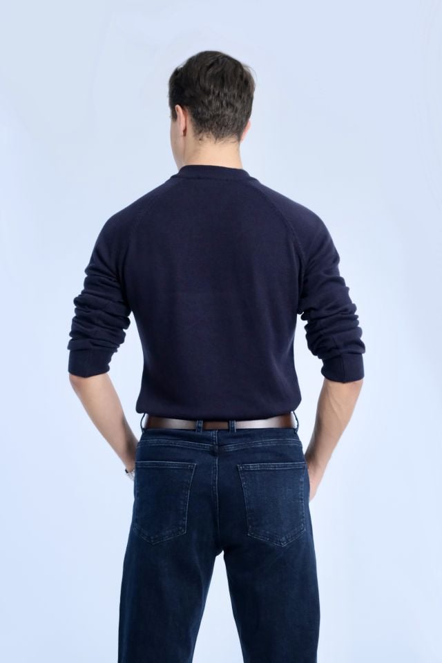 Çeyrek Boğazlı Lacivert Triko