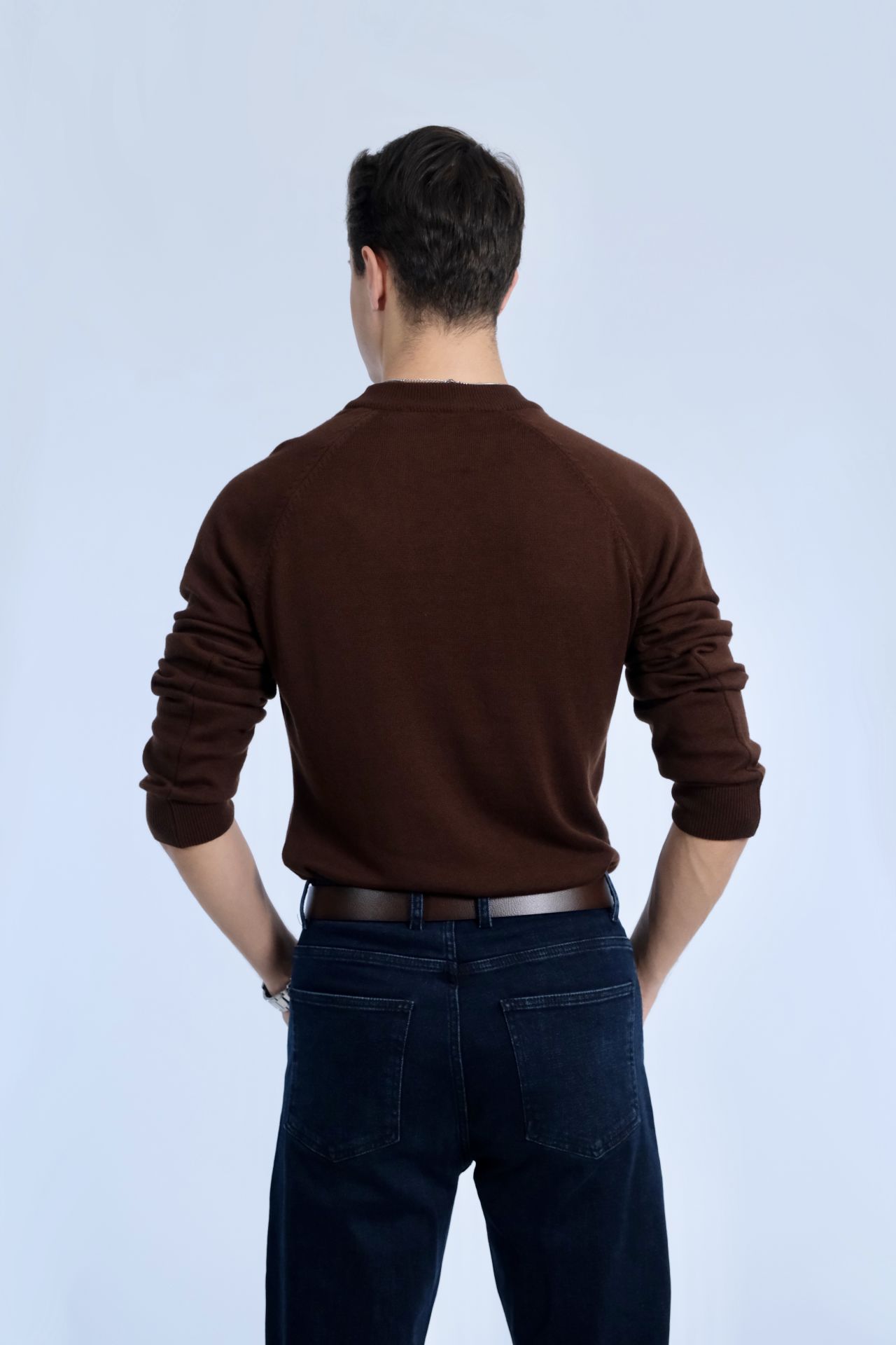 Çeyrek Boğazlı Kahverengi Triko