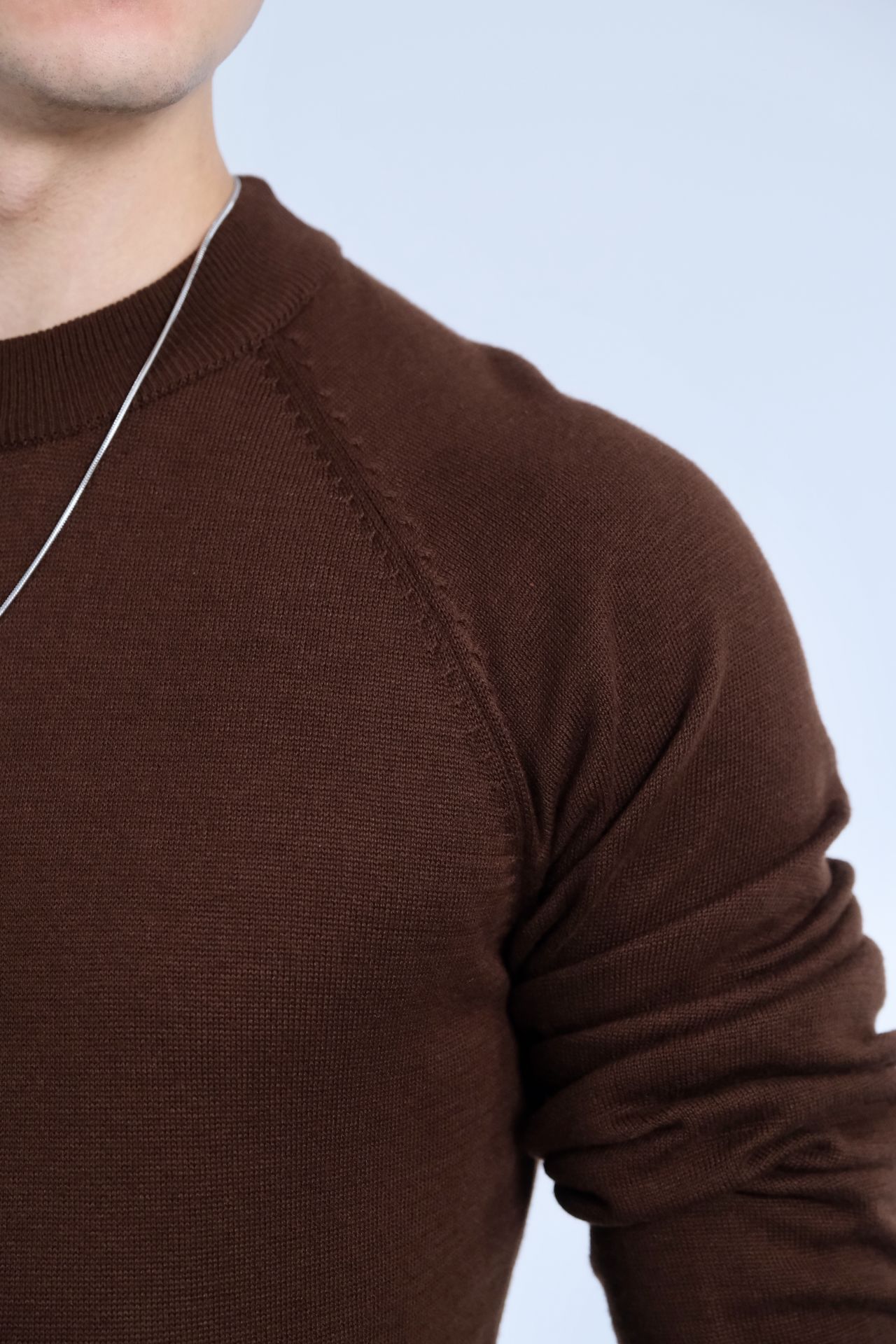 Çeyrek Boğazlı Kahverengi Triko