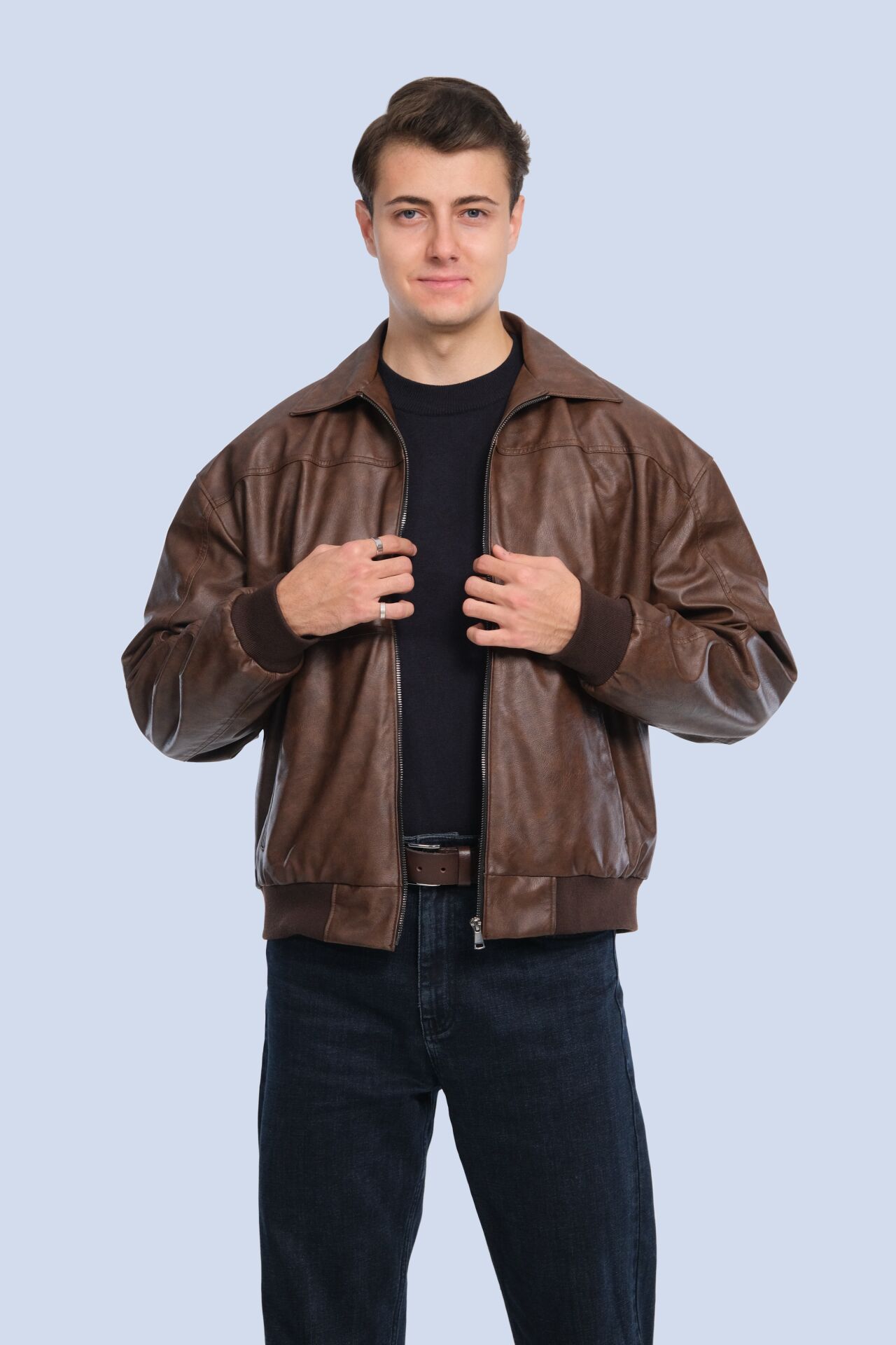 Kahverengi Kışlık Suni Deri Ceket