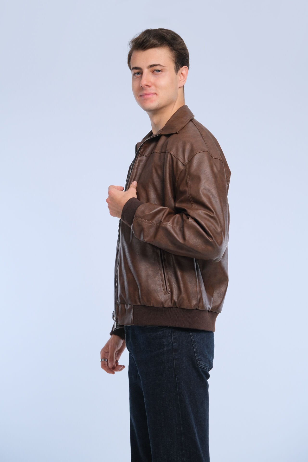 Kahverengi Kışlık Suni Deri Ceket