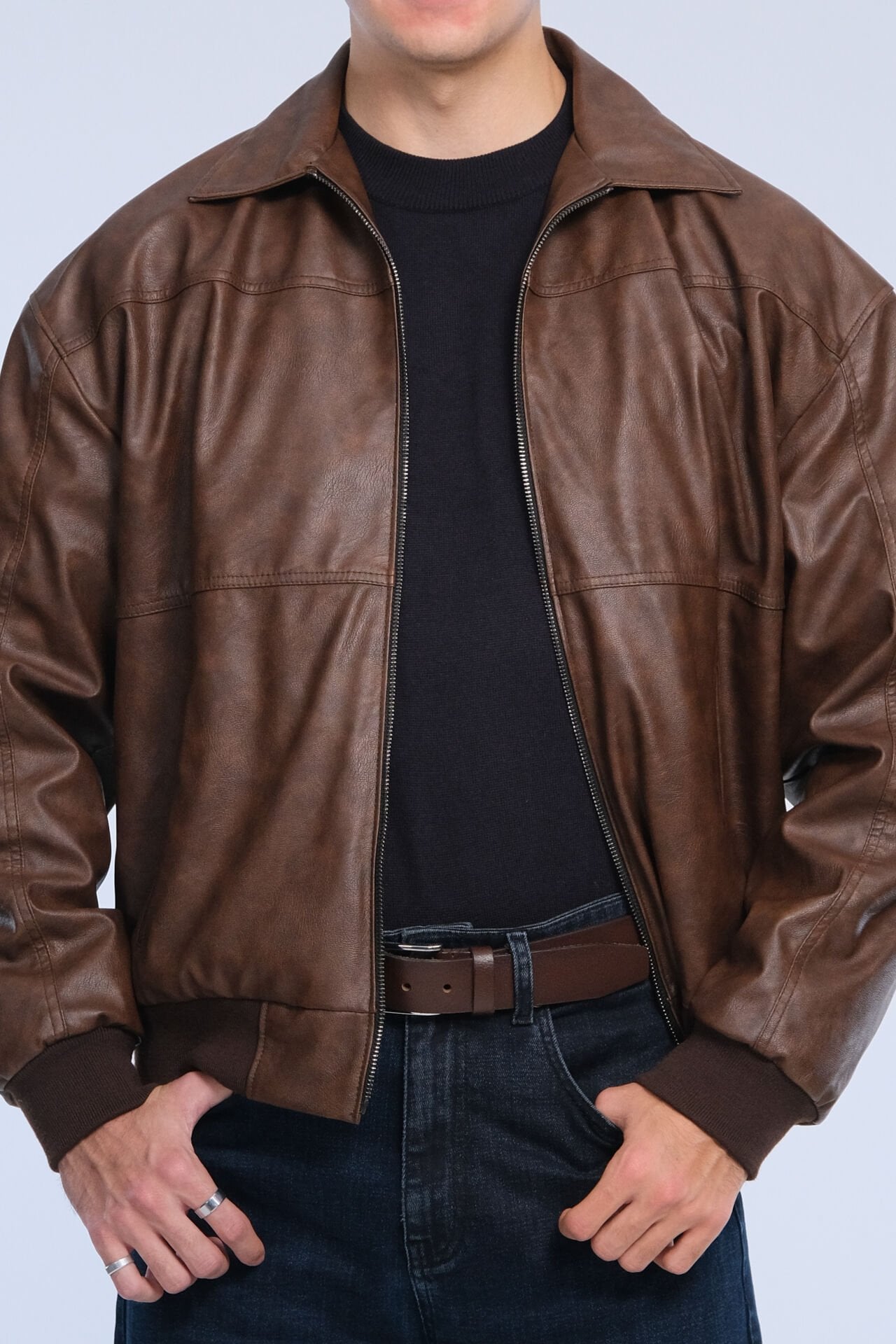 Kahverengi Kışlık Suni Deri Ceket