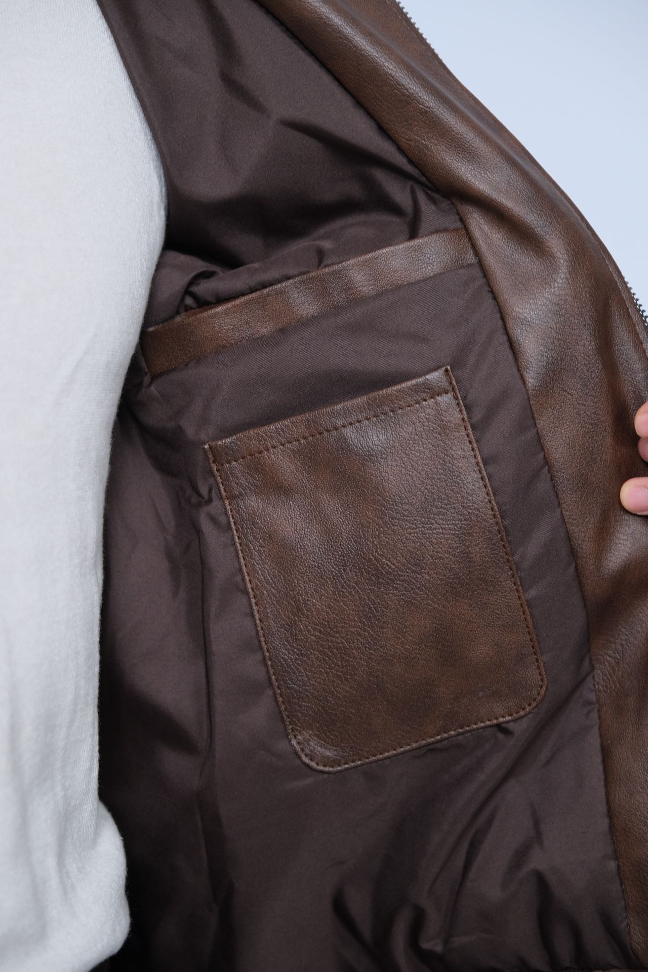 Kahverengi Kışlık Suni Deri Ceket