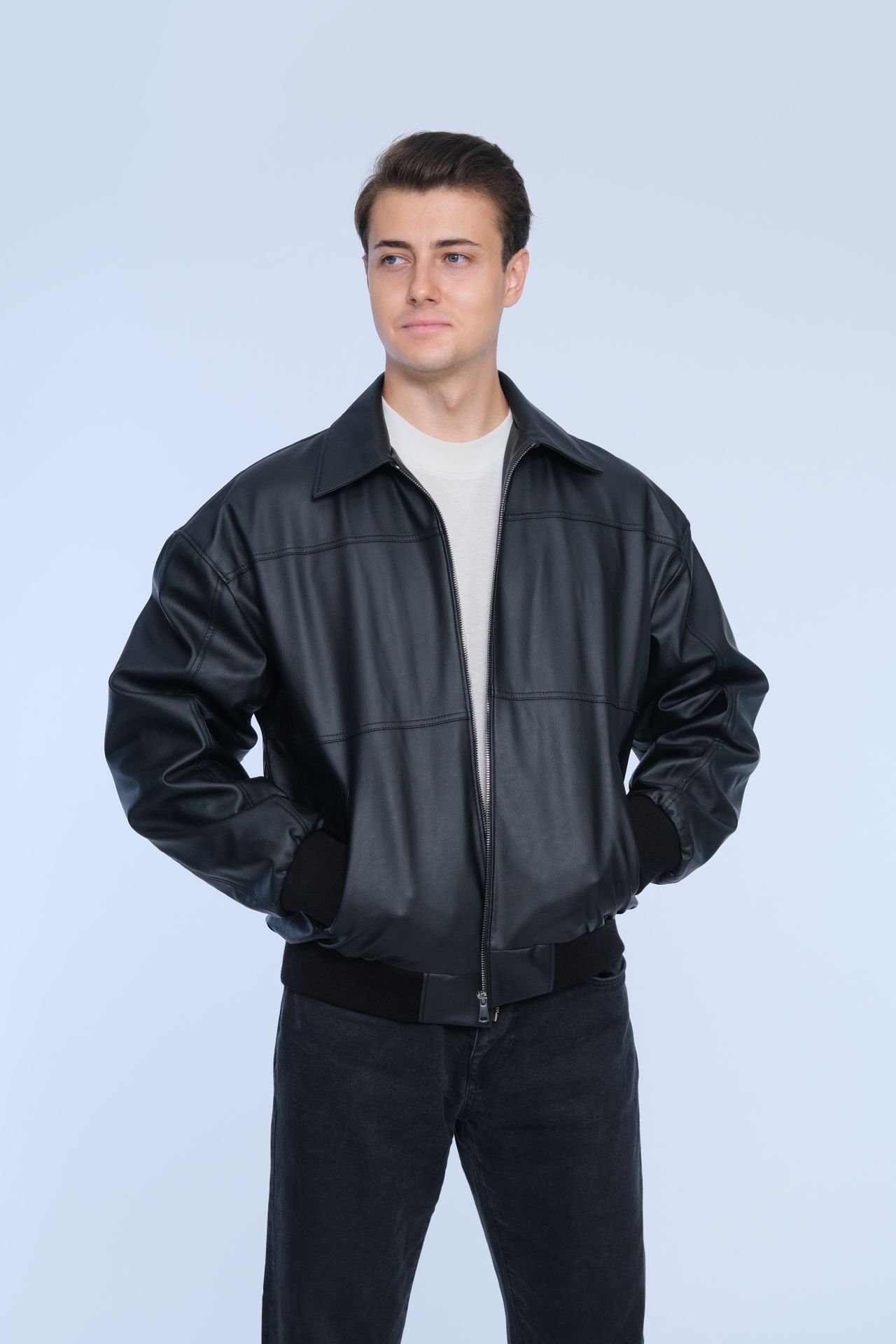 Siyah Kışlık Suni Deri Ceket