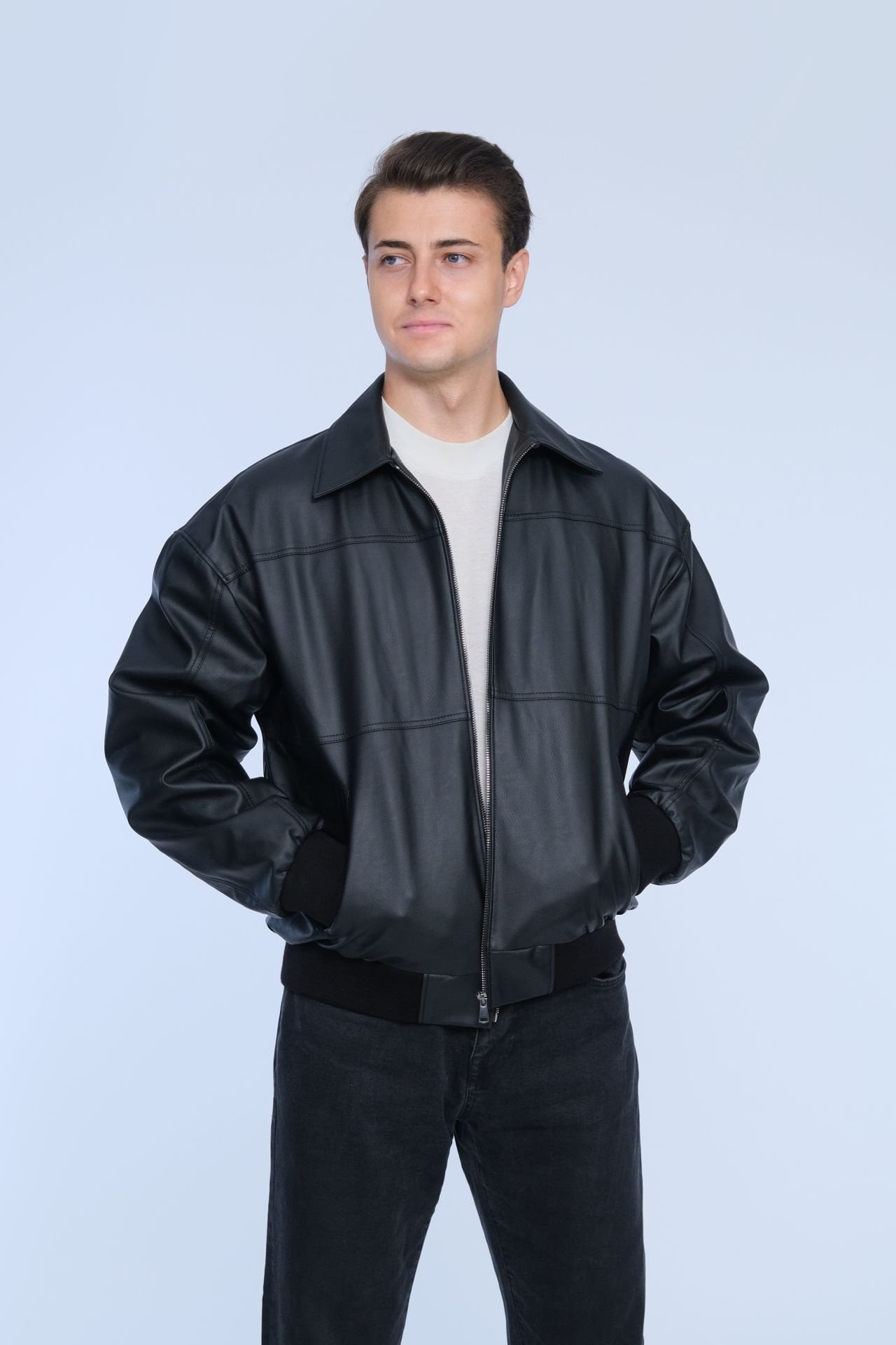 Siyah Kışlık Suni Deri Ceket