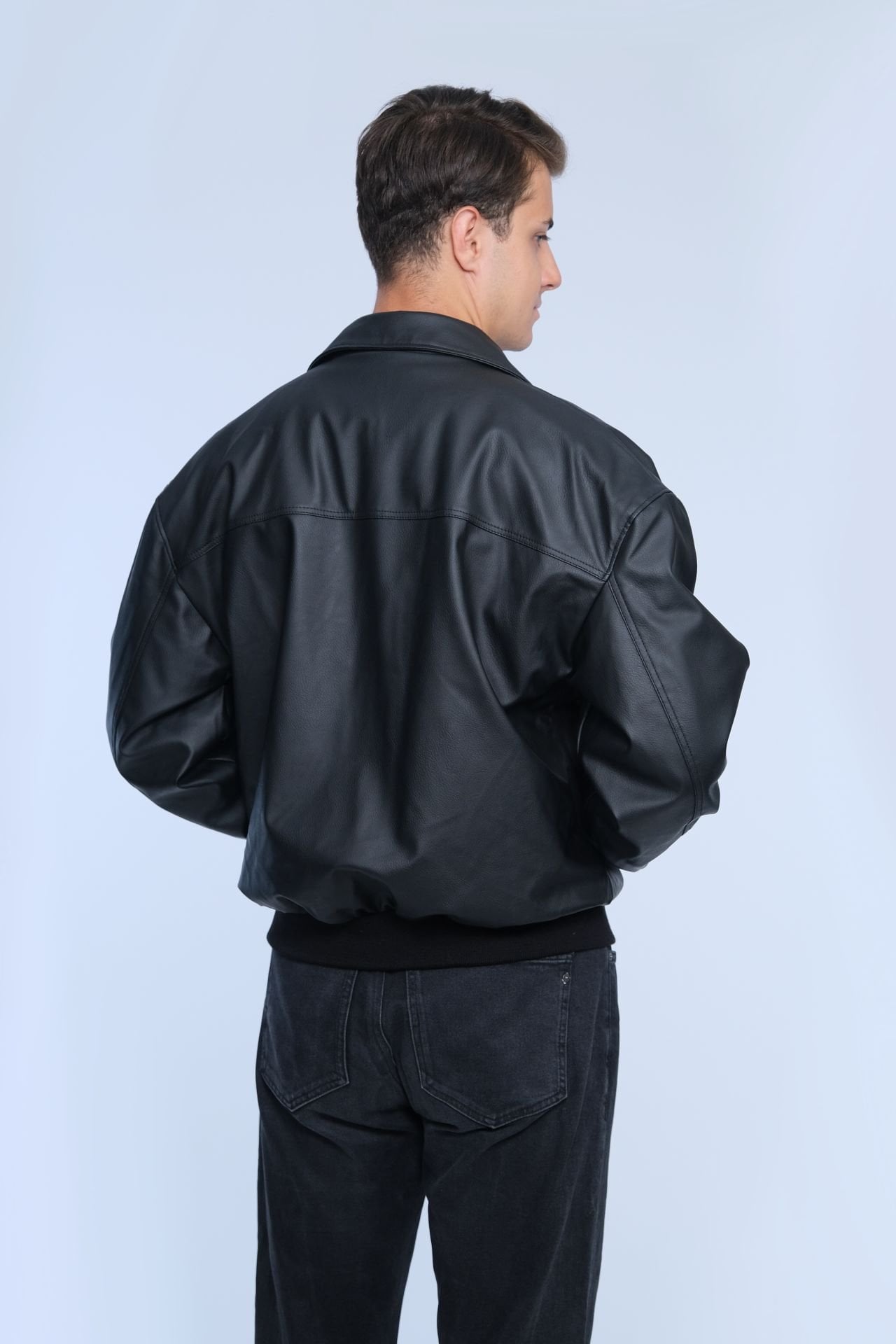 Siyah Kışlık Suni Deri Ceket