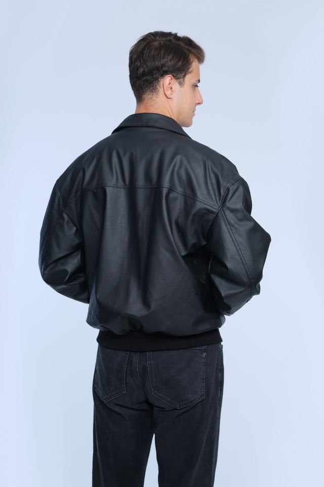 Siyah Kışlık Suni Deri Ceket