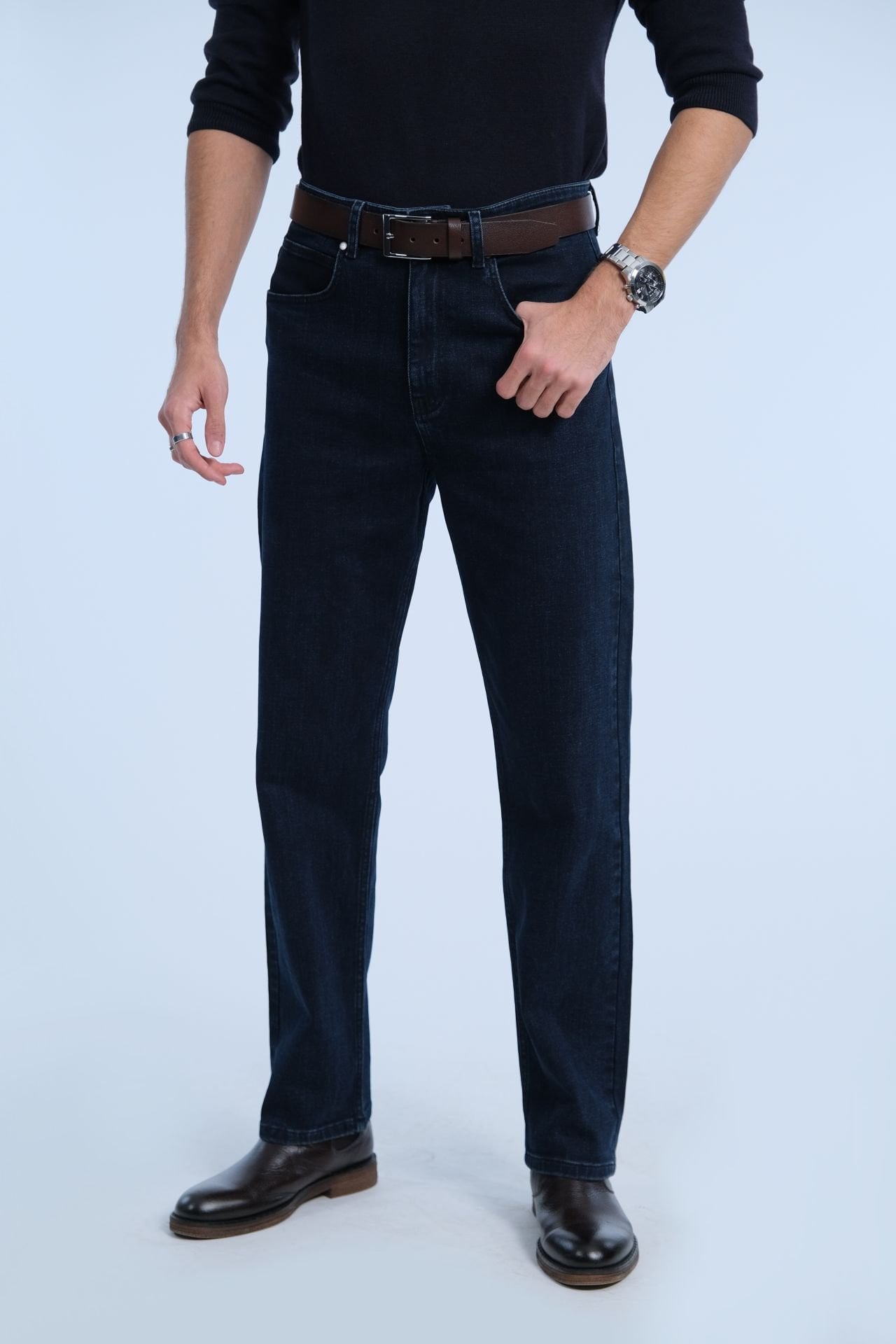 Koyu Lacivert Loose Jean
