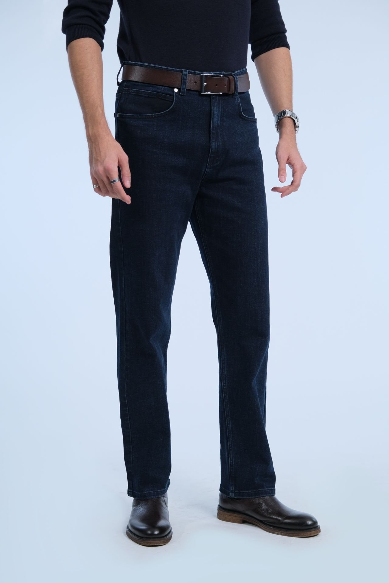 Koyu Lacivert Loose Jean