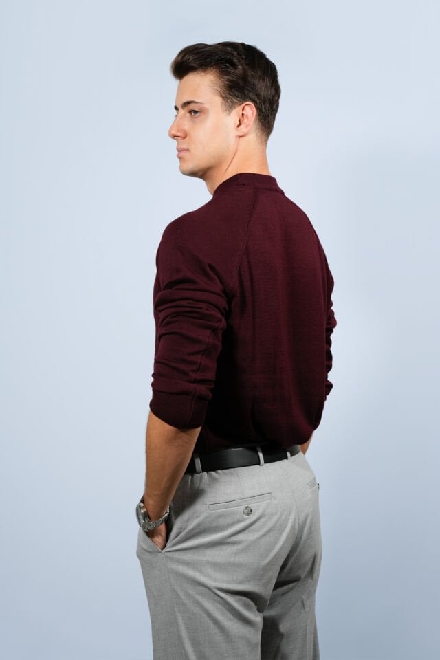 Çeyrek Boğazlı Bordo Triko