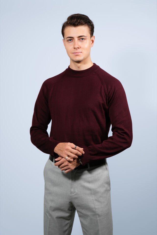 Çeyrek Boğazlı Bordo Triko