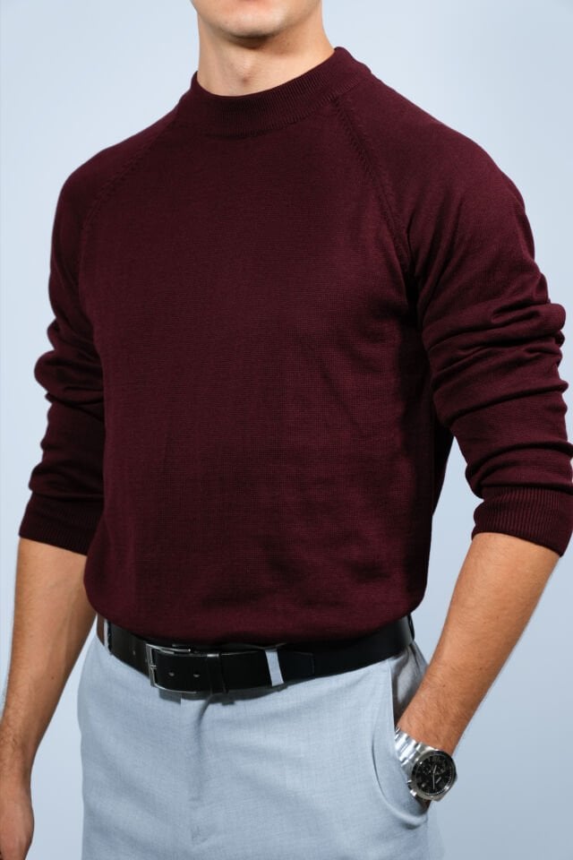 Çeyrek Boğazlı Bordo Triko