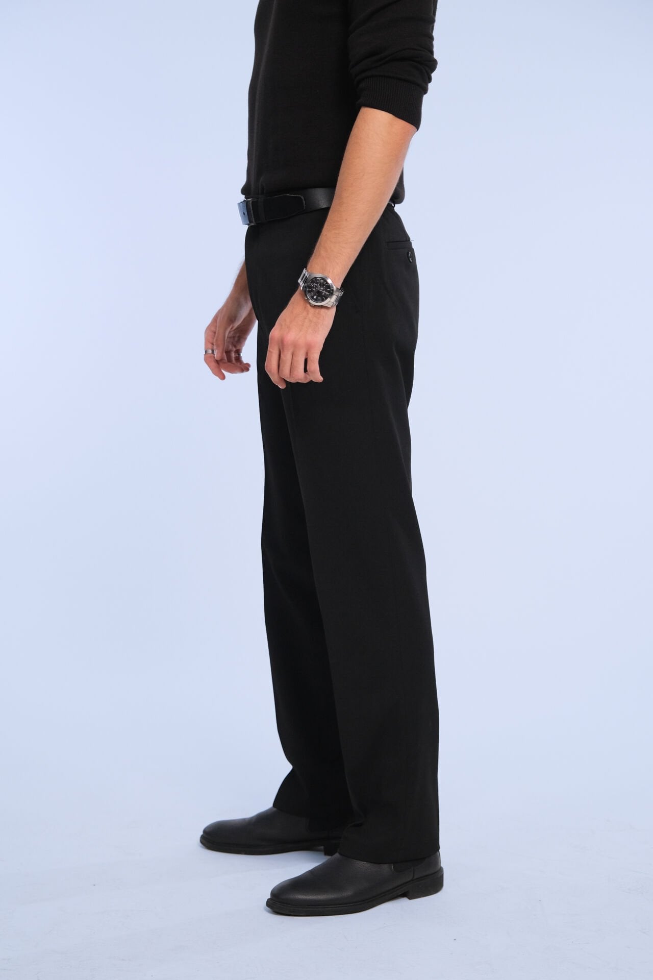 Siyah Kalın Kumaş Pantolon