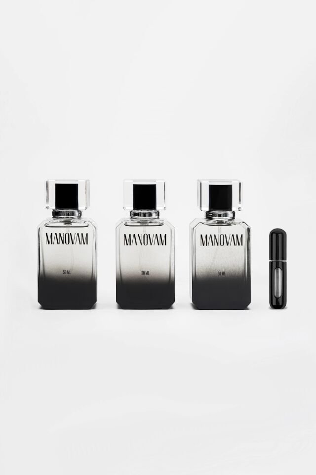 Bvlgari C., Creed Aventus, Ombre Leather 50 Ml Parfüm 3’lü Set + Doldurulabilir Mini Parfüm Şişesi