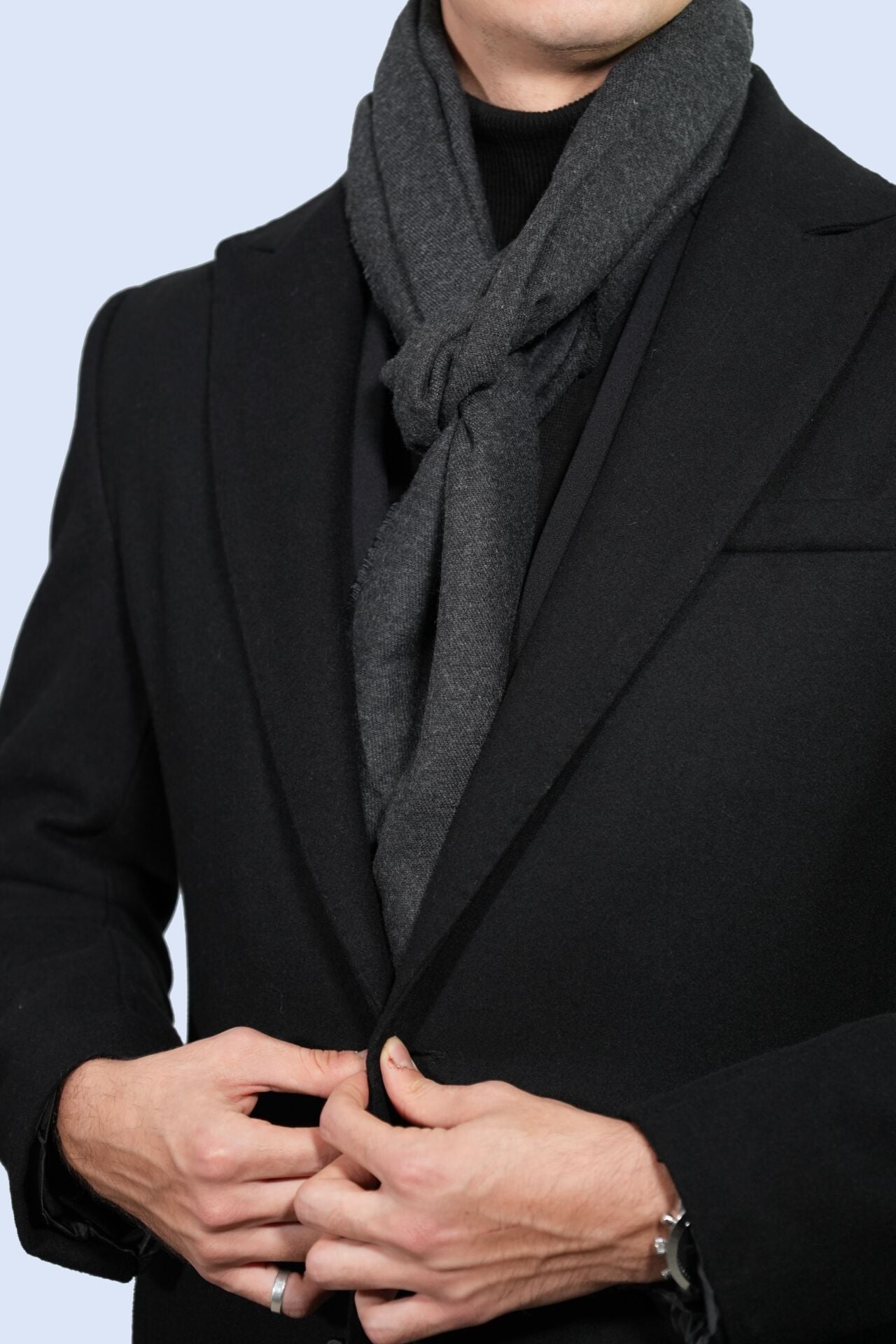 Antrasit Yün Tuşeli Viskon Atkı