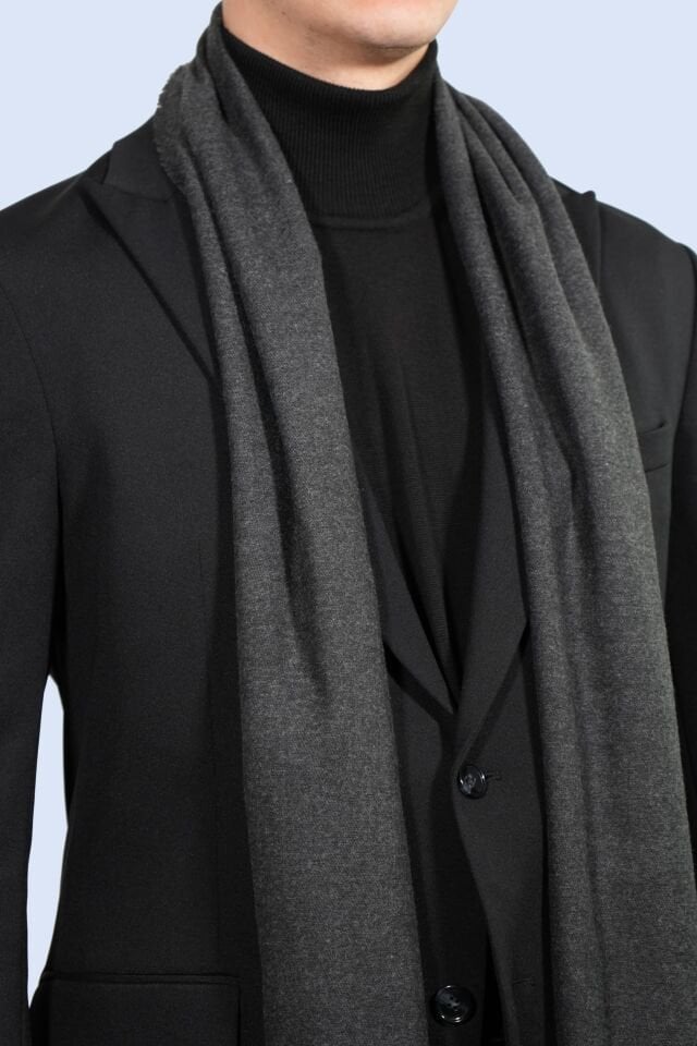 Antrasit Yün Tuşeli Viskon Atkı