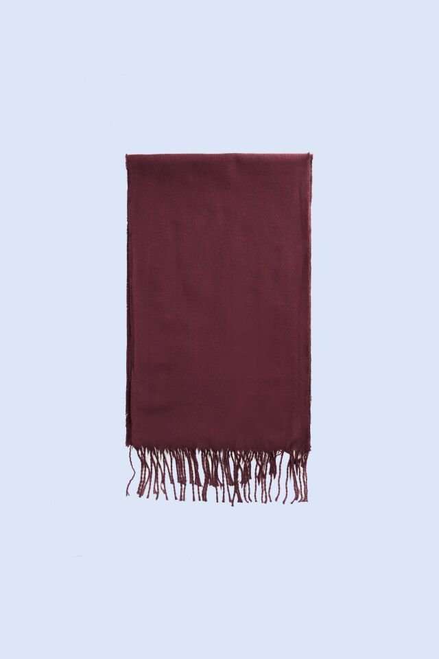 Bordo Yün Tuşeli Viskon Atkı