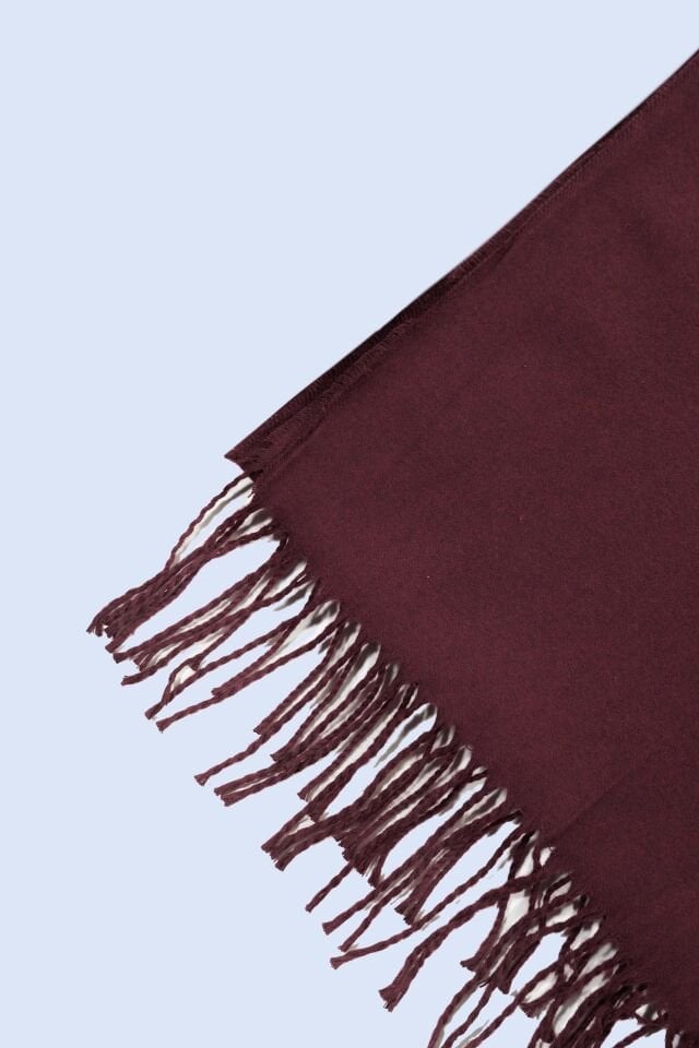 Bordo Yün Tuşeli Viskon Atkı