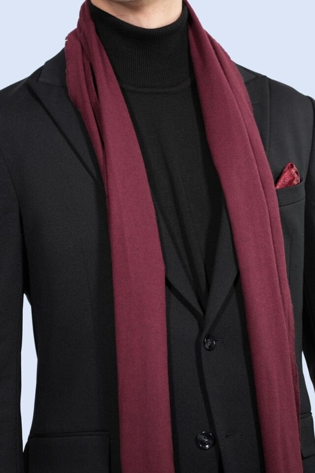 Bordo Yün Tuşeli Viskon Atkı